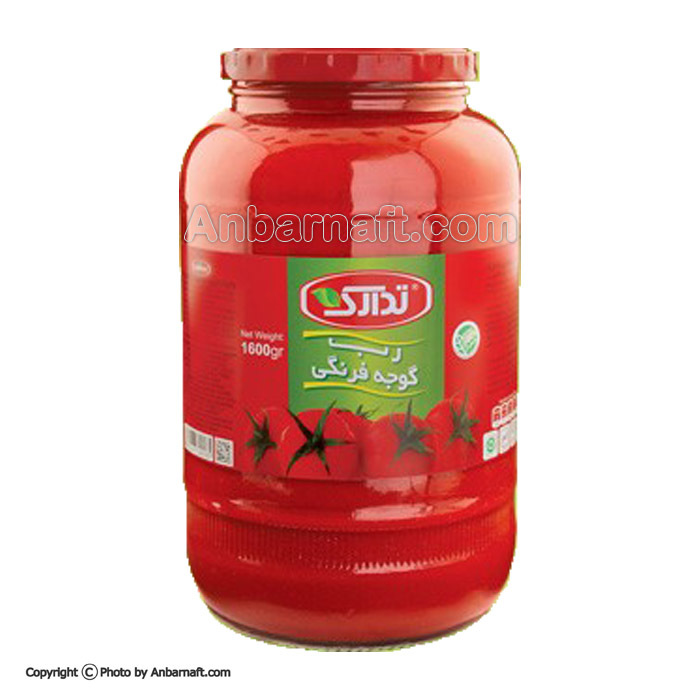 رب گوجه فرنگی 1600 گرمی تدارک - شیشه ای 