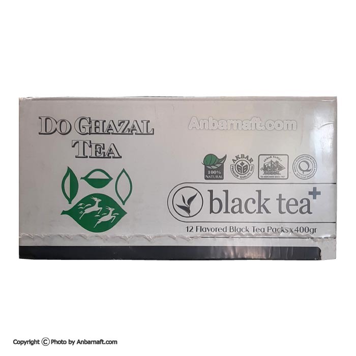 چای سیاه با زعفران و هل دو غزال - کارتن 12 عددی 